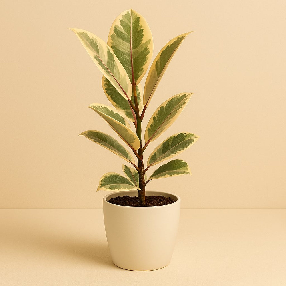 Ficus Elastica Tineke - 55cm im Ø17cm Topf in einem modernen Studio