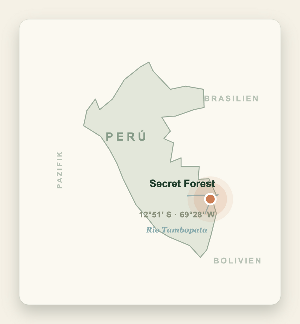 Karte: Secret Forest, Madre de Dios, Peru