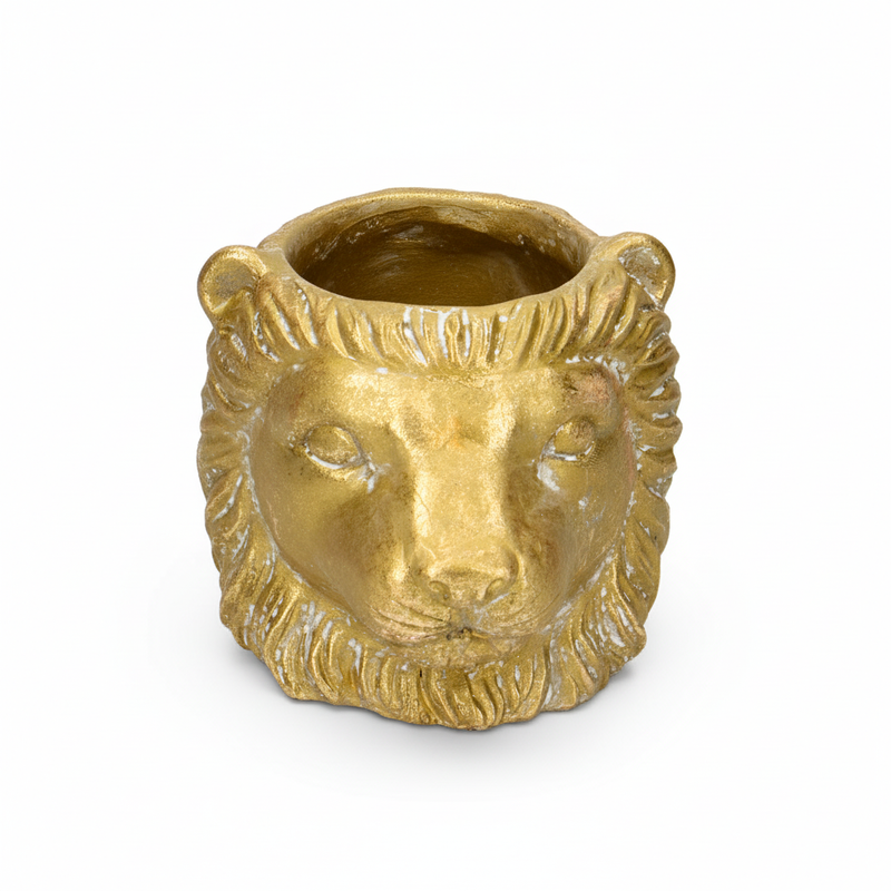 Übertopf Löwe Gold – Ø13cm Detail